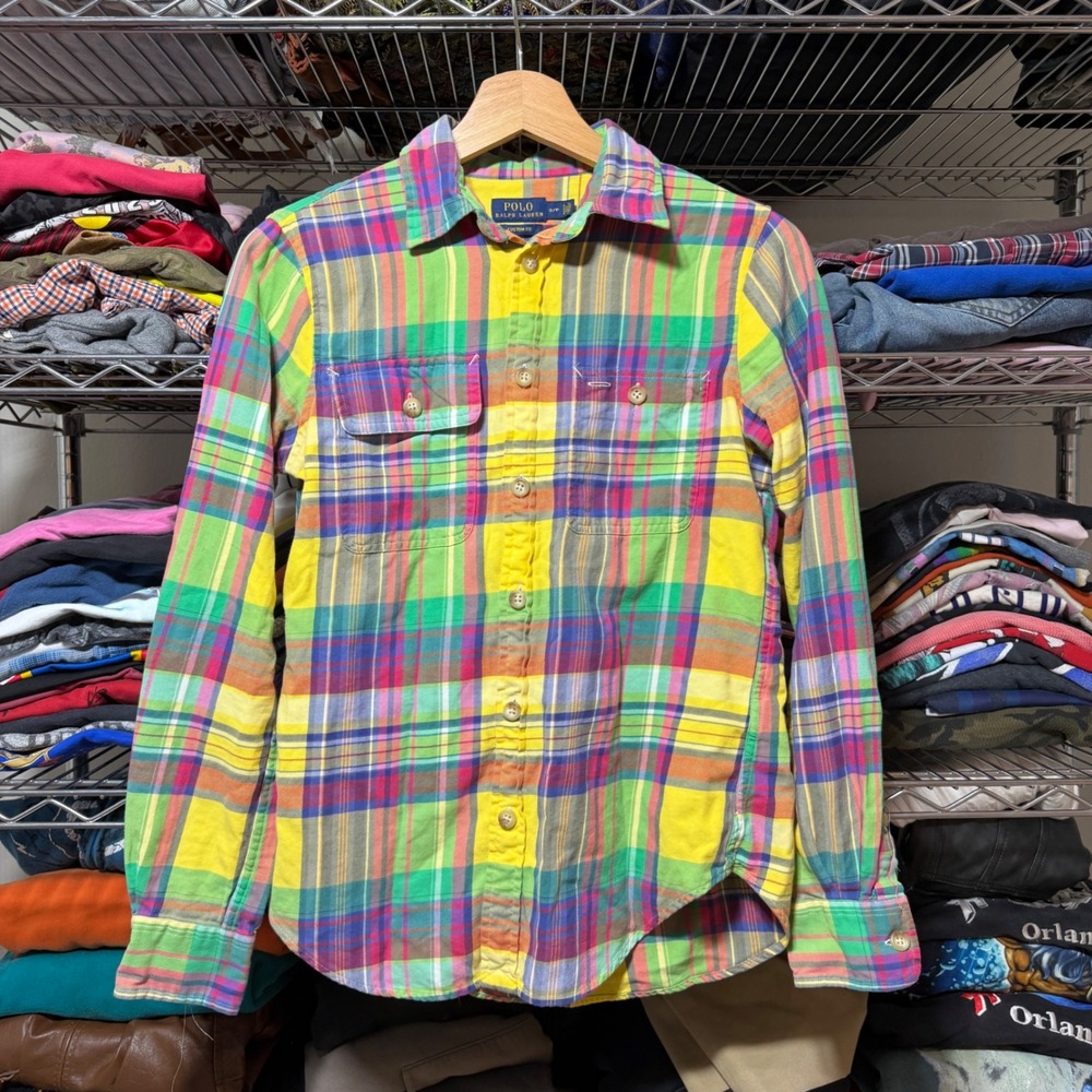 Polo Ralph Lauren Button Down Women's S Multi Plaid Custom Fit Long Sleeve Shirt